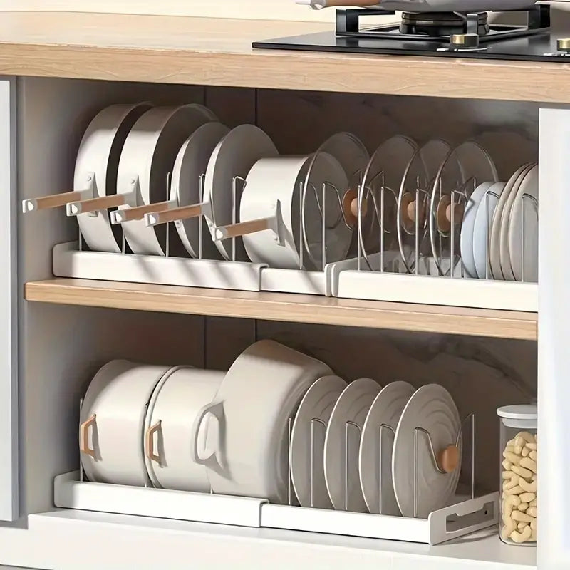 Supports de rangement extensibles pour couvercles de casseroles