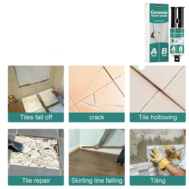 Kit de colle bi-composant AB (époxy) pour réparation de carrelage, métal, fissures et fuites.