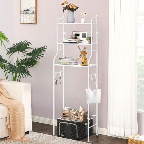 Étagère de Rangement au-dessus des Toilettes – Organisateur de Salle de Bain à 3 Niveaux – Blanc