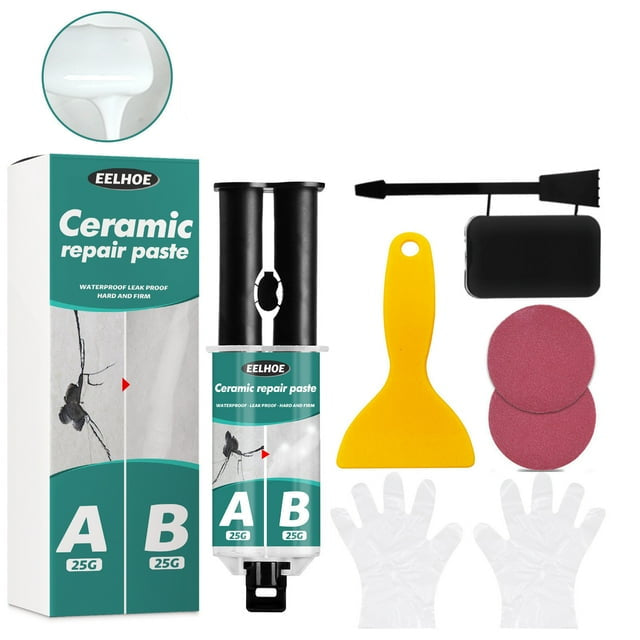 Kit de colle bi-composant AB (époxy) pour réparation de carrelage, métal, fissures et fuites.