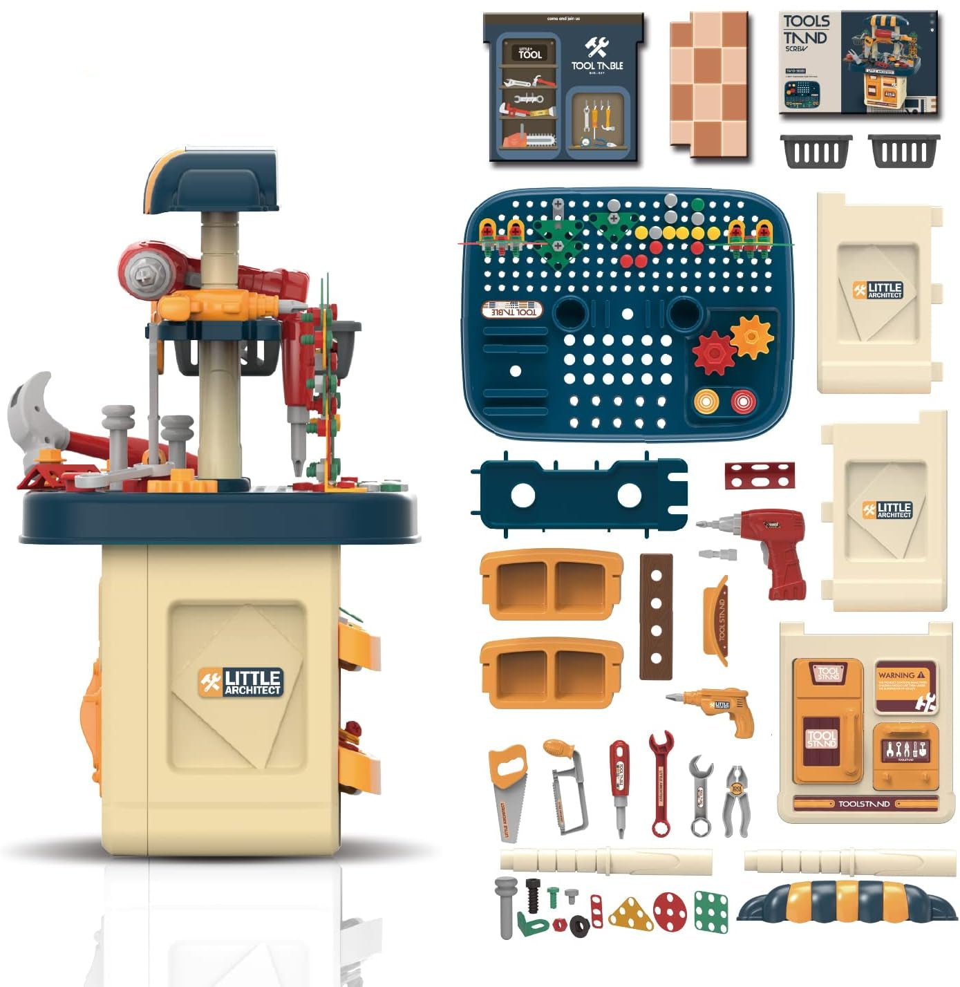 Kit Atelier Enfant 246 Pièces – Banc de Travail avec Perceuse Électrique