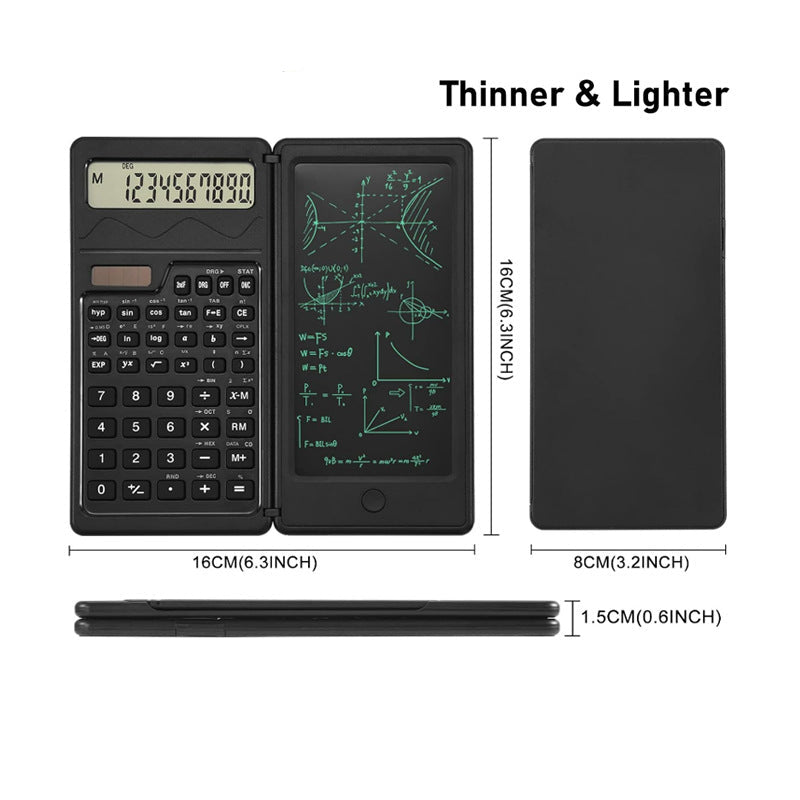 Calculatrice Scientifique 2-en-1 avec Écran LCD et Tablette d’Écriture Effaçable