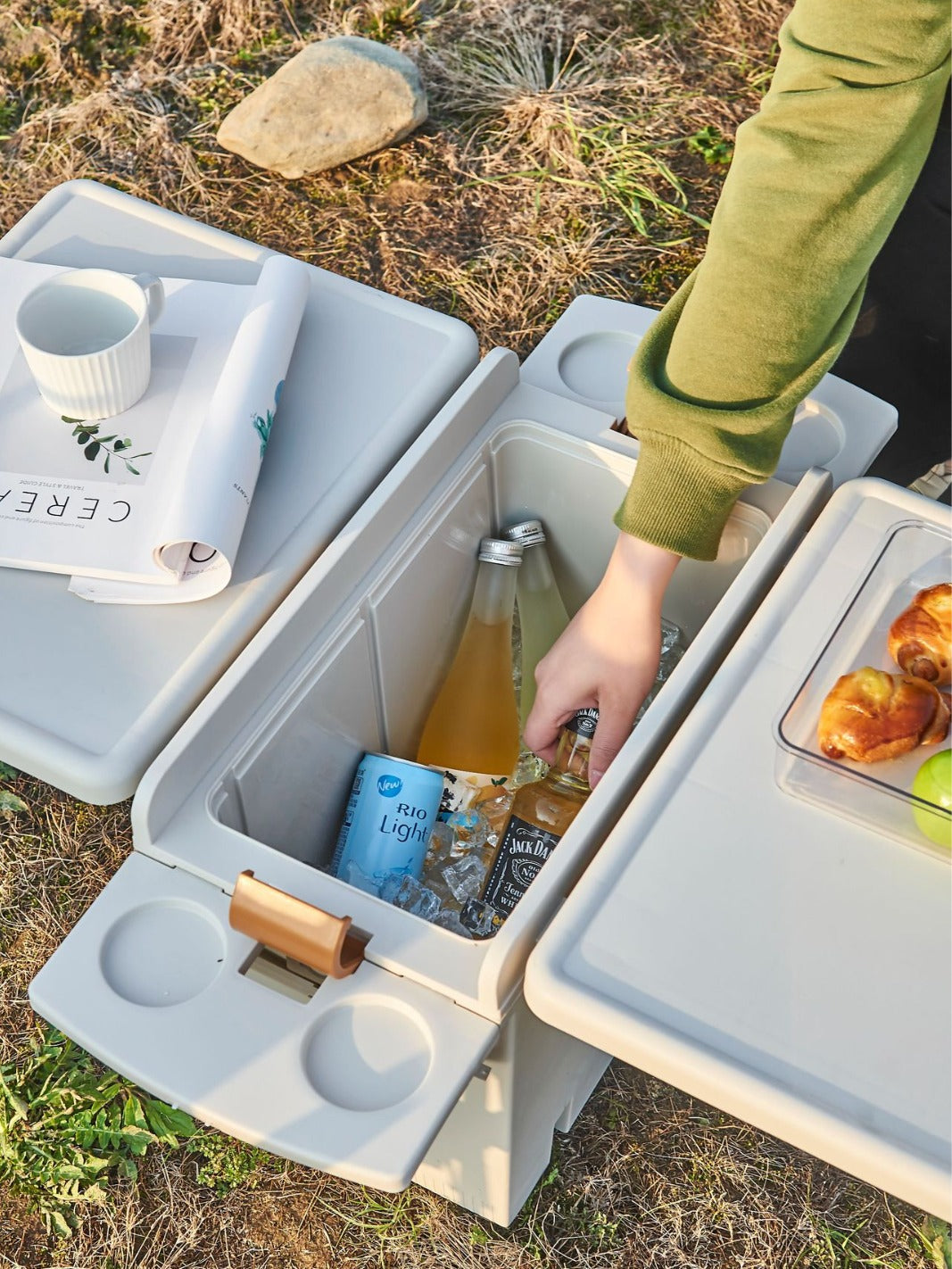 Table de Camping Multifonction avec Boîte de Rangement pour Pêche,Barbecue et Pique-nique