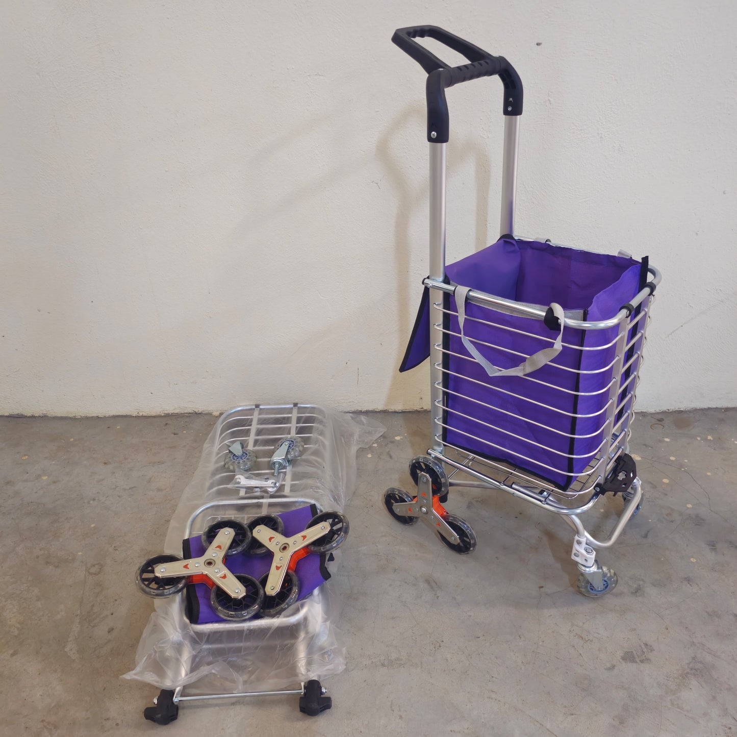 Chariot de Courses Pliant avec Poignée Rotative
