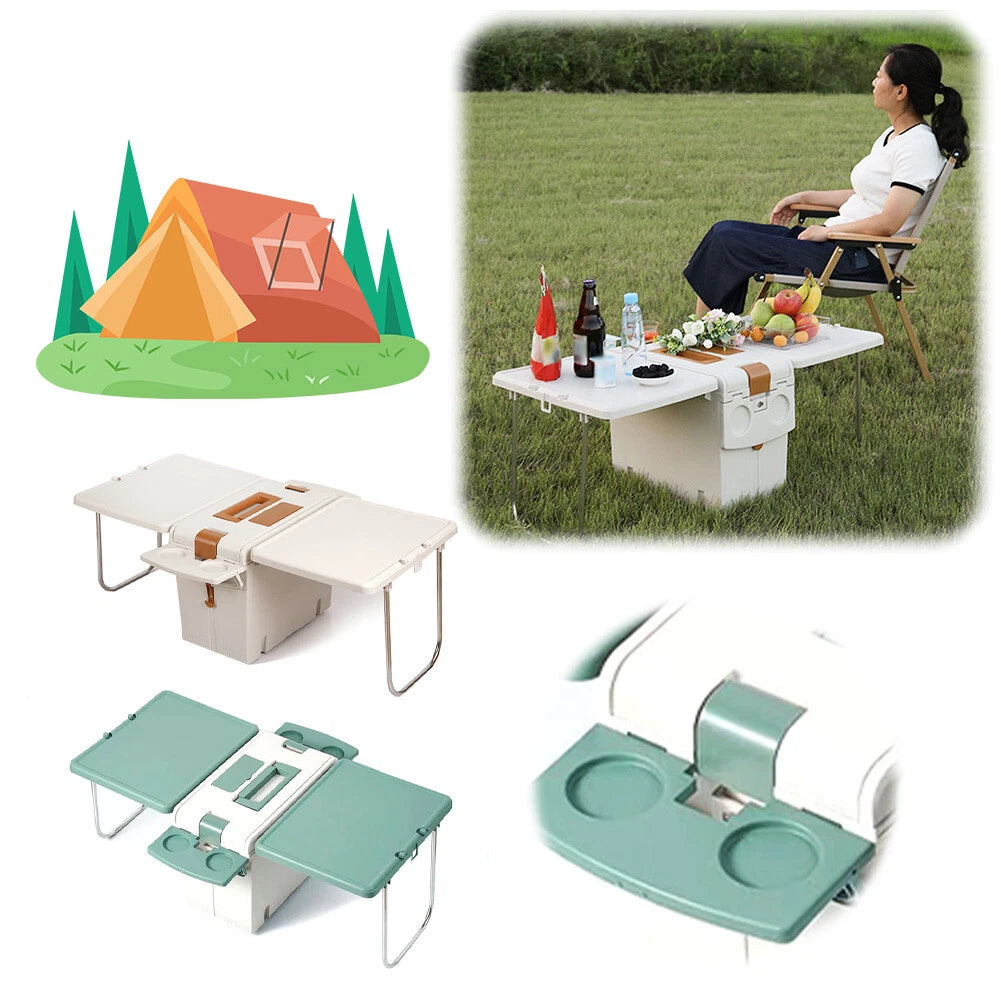 Table de Camping Multifonction avec Boîte de Rangement pour Pêche,Barbecue et Pique-nique