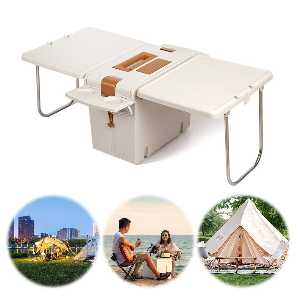 Table de Camping Multifonction avec Boîte de Rangement pour Pêche,Barbecue et Pique-nique