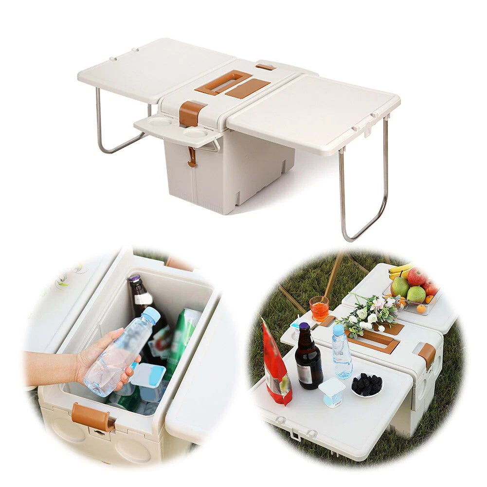 Table de Camping Multifonction avec Boîte de Rangement pour Pêche,Barbecue et Pique-nique
