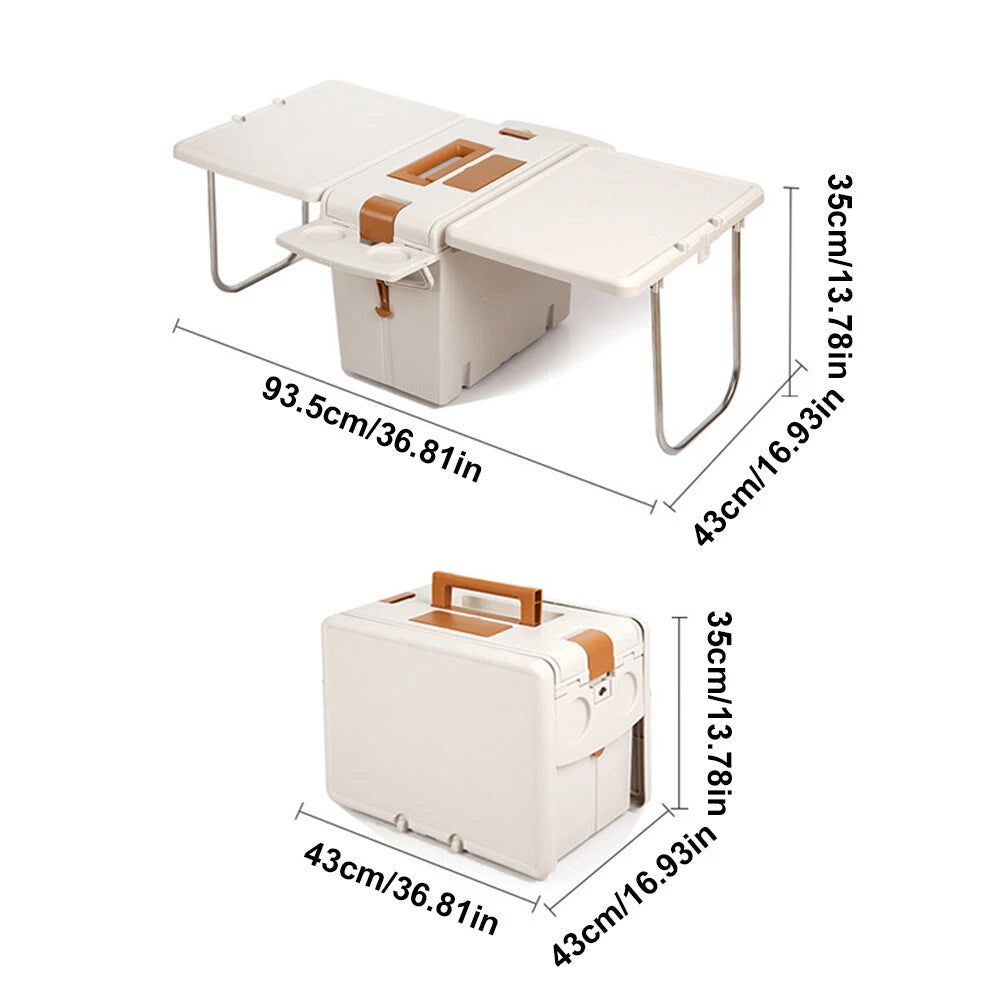 Table de Camping Multifonction avec Boîte de Rangement pour Pêche,Barbecue et Pique-nique