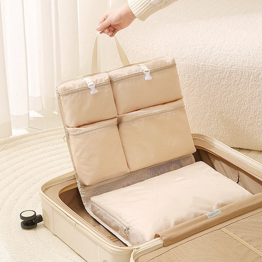 Grande trousse de rangement suspendue pour voyage, multi-poches, résistante à la poussière et portable,