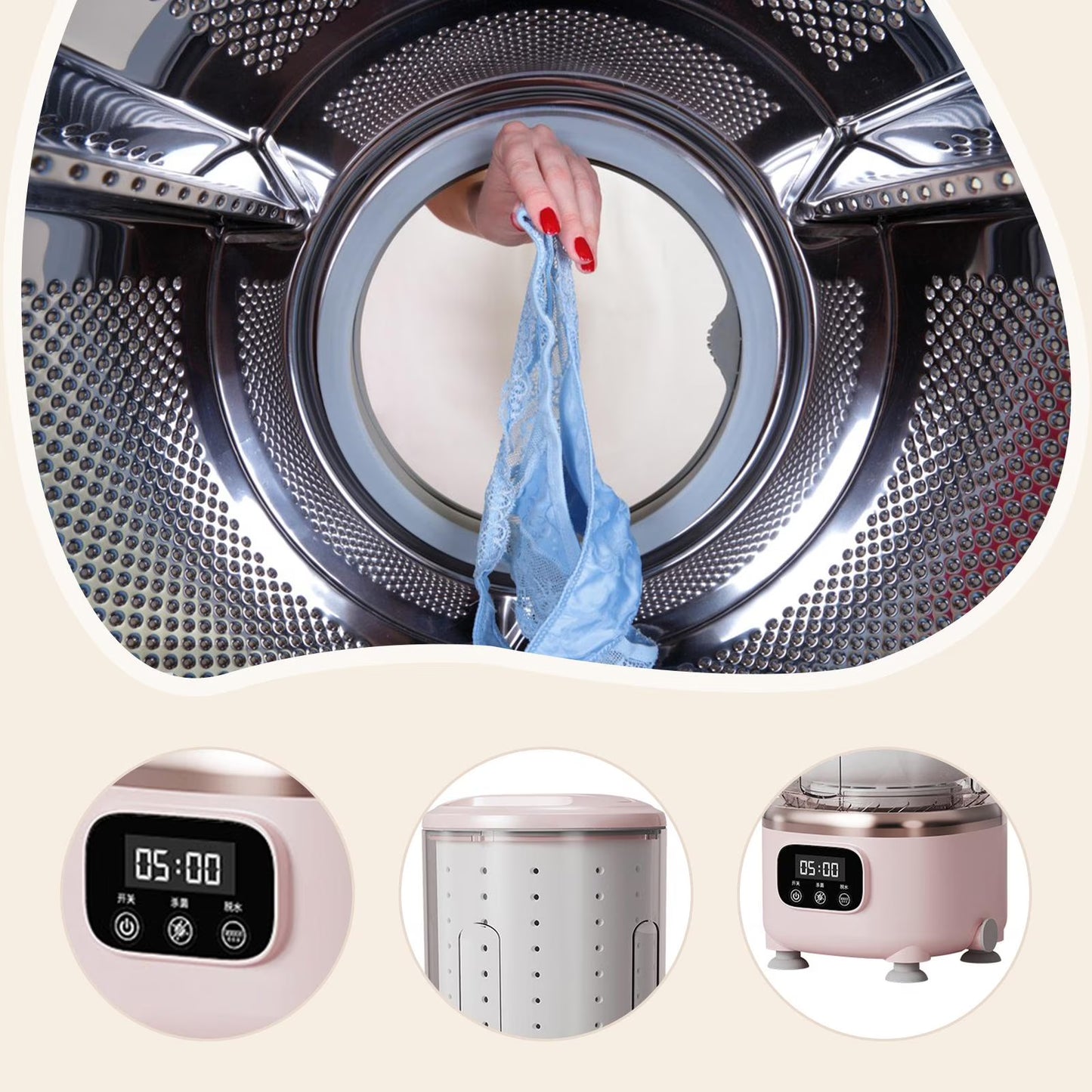 Mini Machine à Laver les sous-Vêtements Automatique Portable 3 en 1