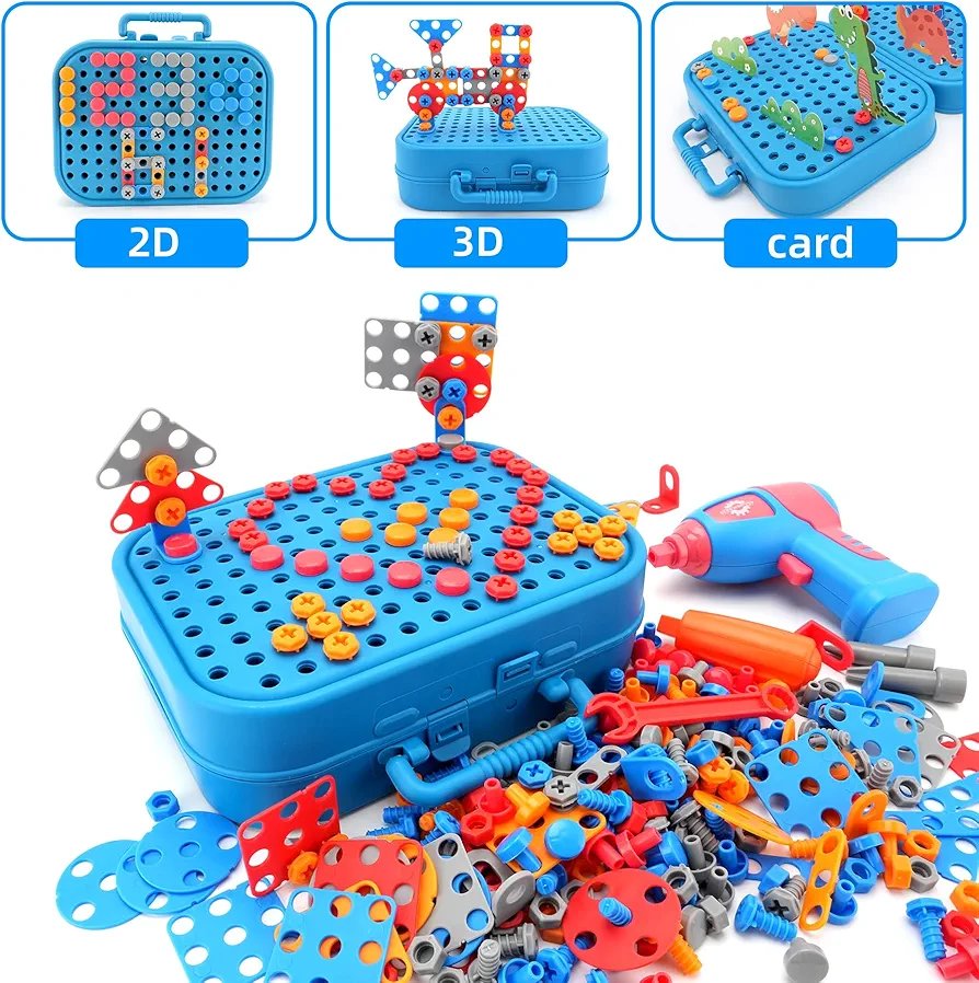 🦕 Kit de Construction Créatif avec Perceuse – Jeu Éducatif STEM 3+