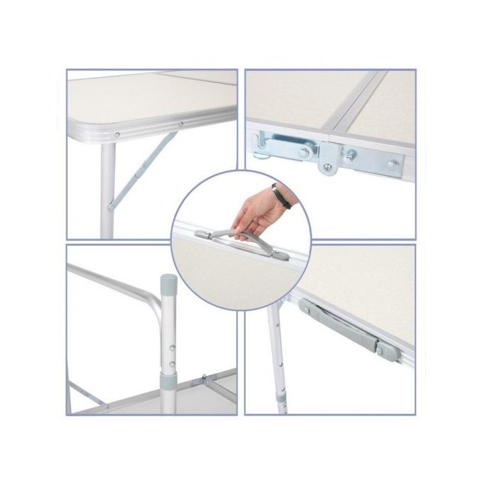 Table Pliante Aluminium Réglable en Hauteur + 2 Tabourets – Camping, Plage & Pique-Nique