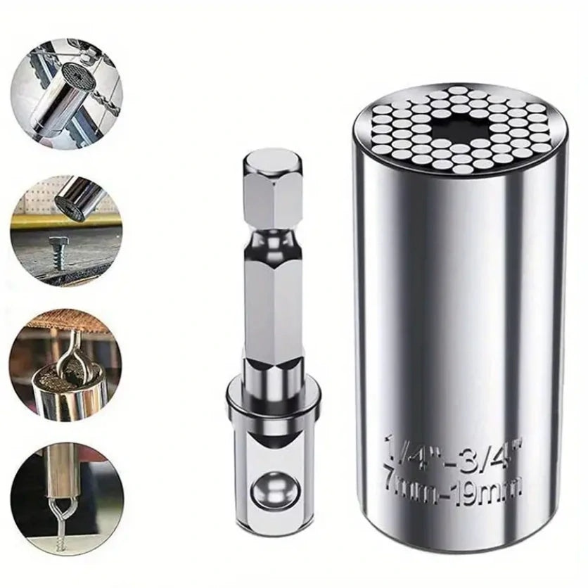 Douille Universelle avec Adaptateur Perceuse – S'adapte à Tous les Boulons 7-19mm