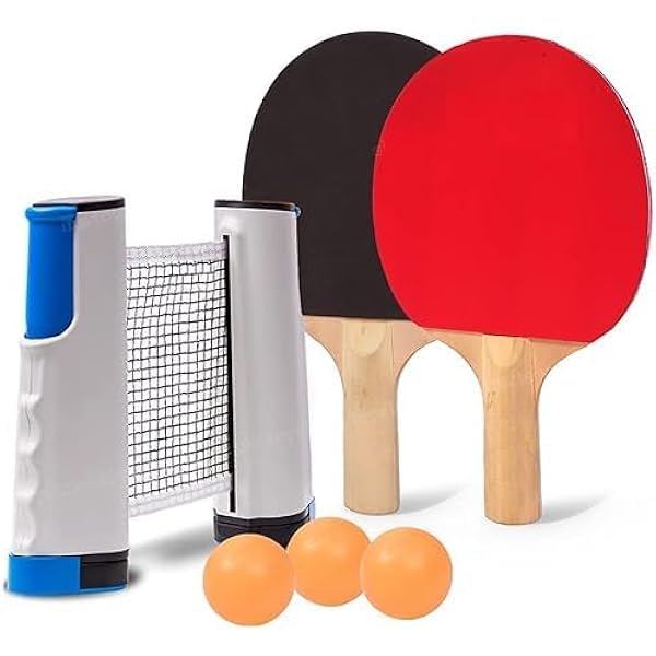 Set Ping-Pong Portable Complet – 2 Raquettes + Filet Rétractable Universel + 3 Balles