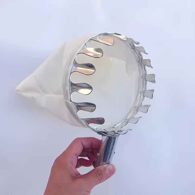 Cueille-Fruits Télescopique en Inox – Manche Extensible 190cm & Panier Tissu