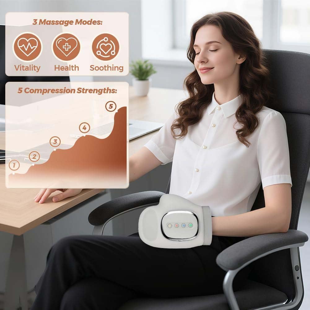 Gant Masseur Intelligent pour les Mains – Chaleur, Vibrations & Compression