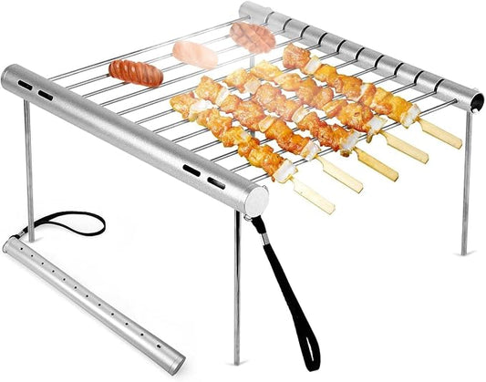 Barbecue Grill Portable Pliable en Inox – Brochettes & Camping
