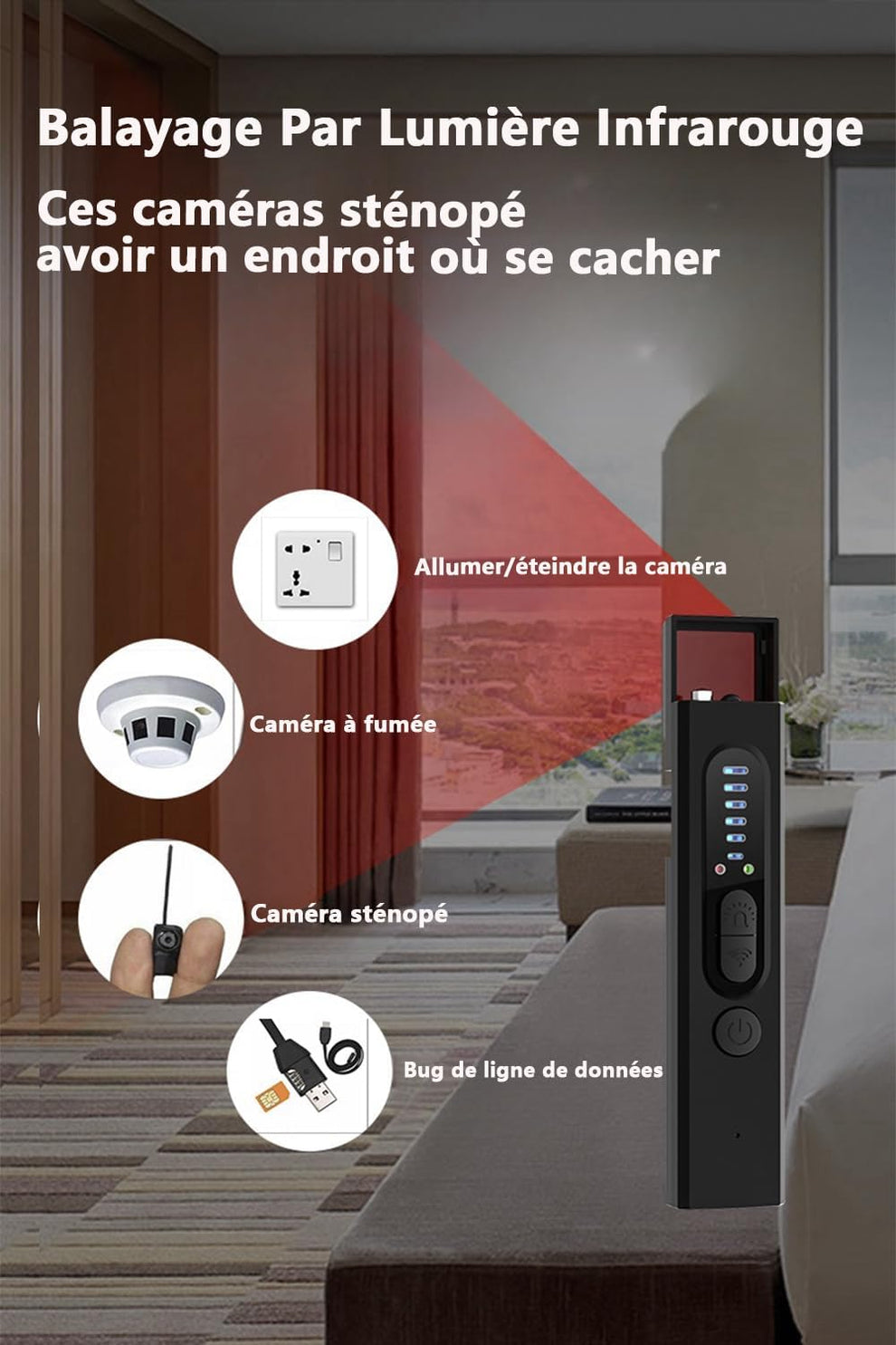 Détecteur de Caméras Espionnes — Protection Privée, Compact & Puissant
