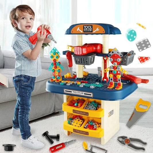 Kit Atelier Enfant 246 Pièces – Banc de Travail avec Perceuse Électrique