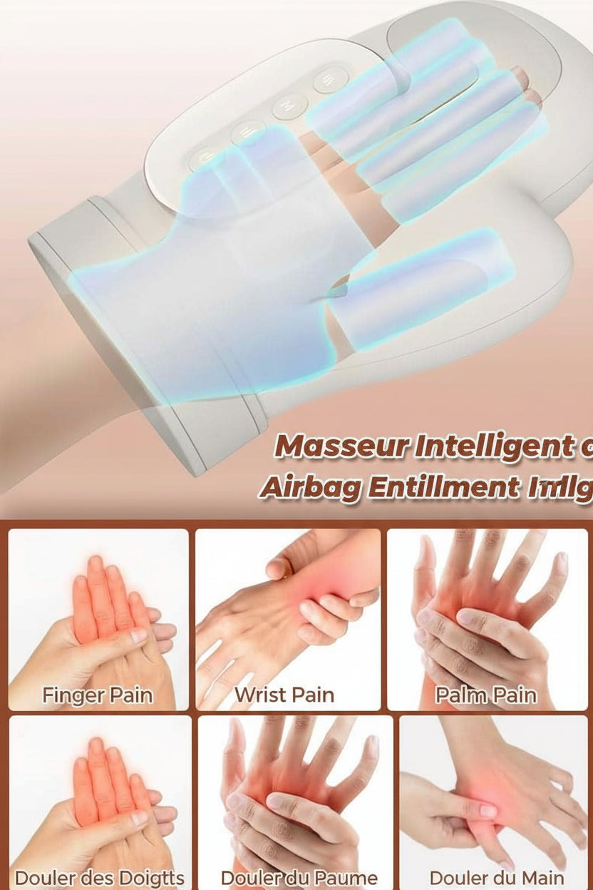 Gant Masseur Intelligent pour les Mains – Chaleur, Vibrations & Compression