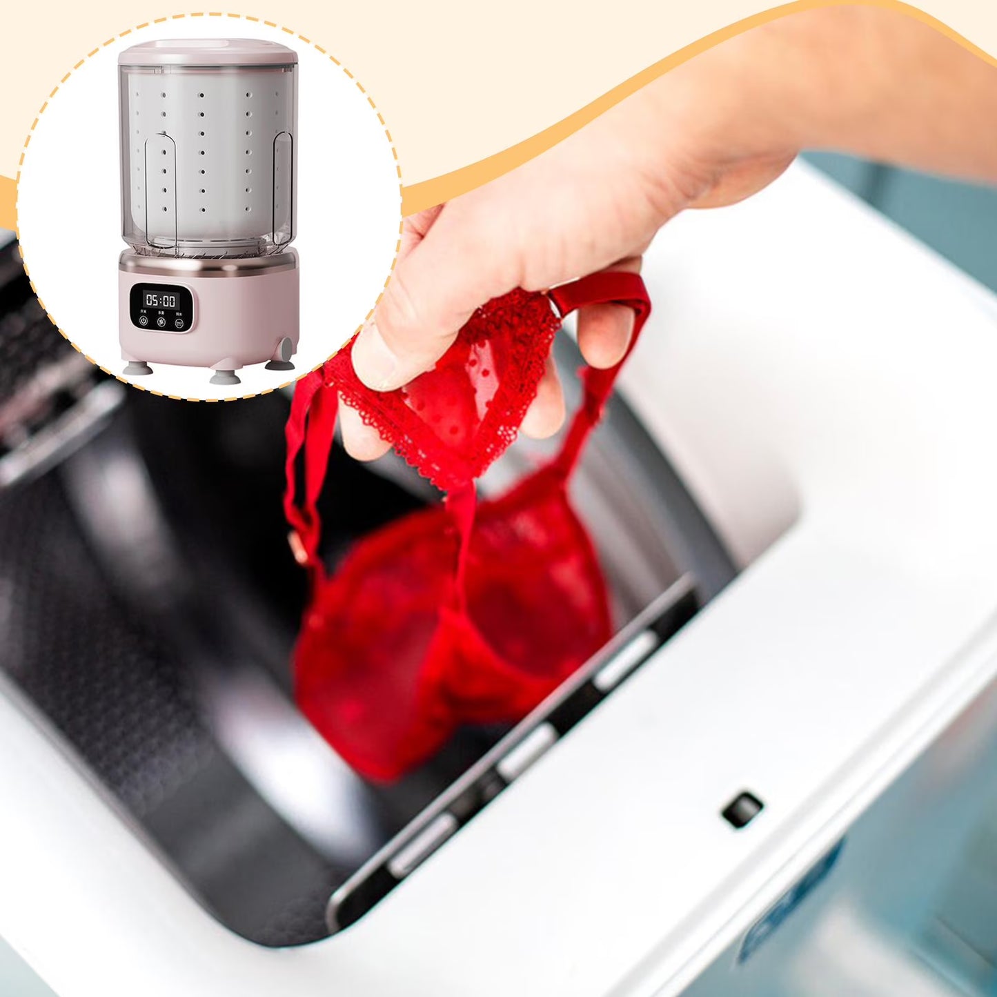 Mini Machine à Laver les sous-Vêtements Automatique Portable 3 en 1