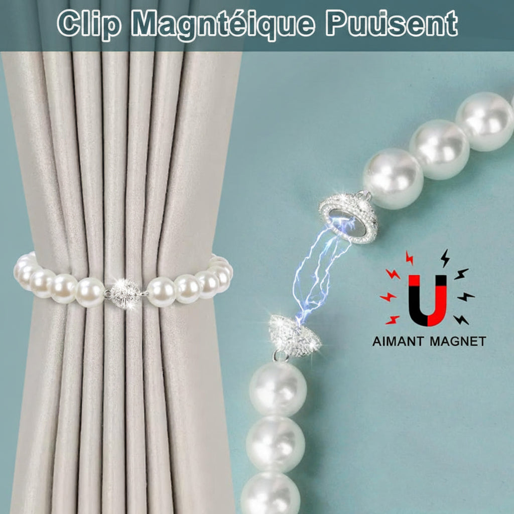 Embrasses Rideaux Perles Magnétiques – Clip Aimant Puissant & Design Luxe