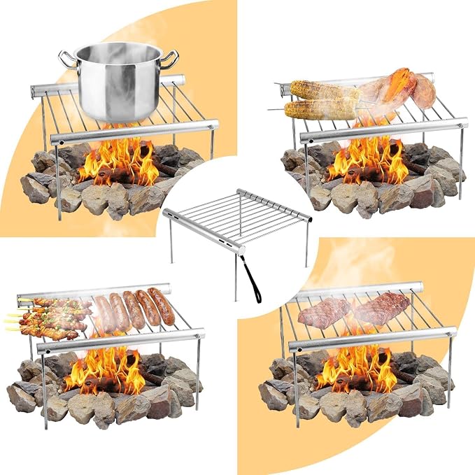 Barbecue Grill Portable Pliable en Inox – Brochettes & Camping