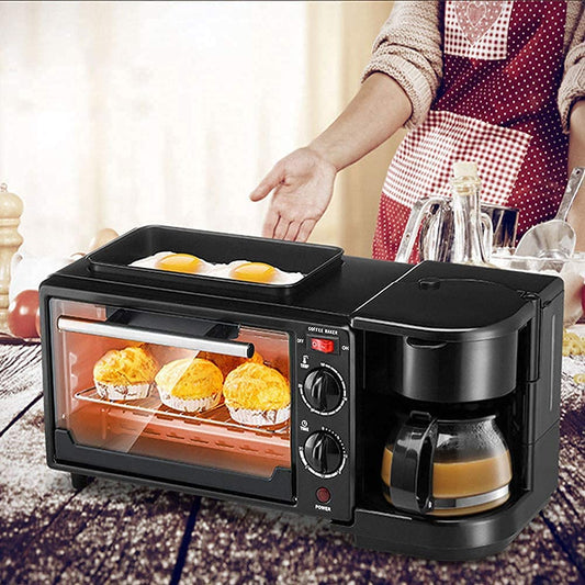 Mini four électrique avec cafethiere,four électrique 3 en 1, Machine à café