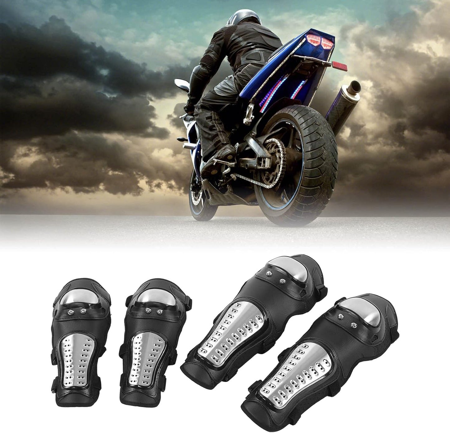 Kit Protection Moto Pro-Biker – Genouillères & Coudières Acier Inoxydable