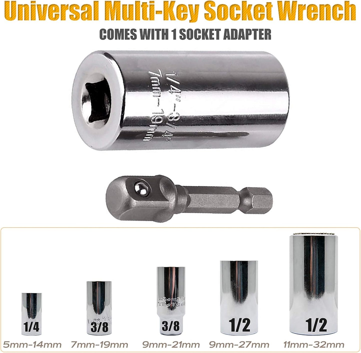 Douille Universelle avec Adaptateur Perceuse – S'adapte à Tous les Boulons 7-19mm