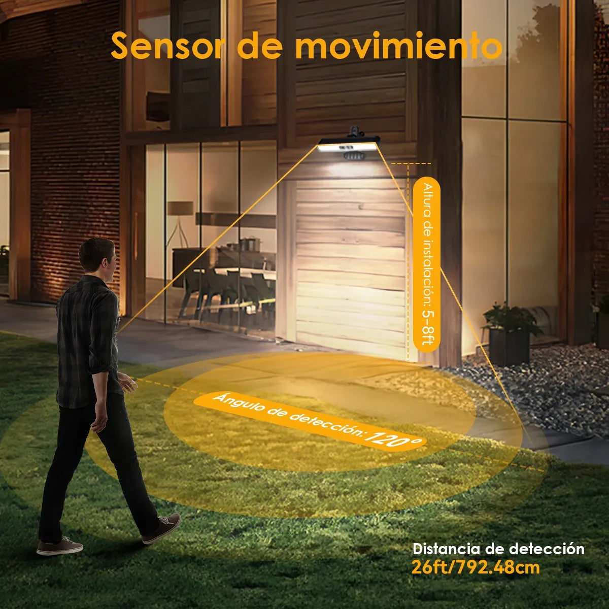 Lampes solaires d'extérieur avec détecteur de mouvement, lampes solaires de jardin