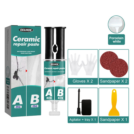 Kit de colle bi-composant AB (époxy) pour réparation de carrelage, métal, fissures et fuites.