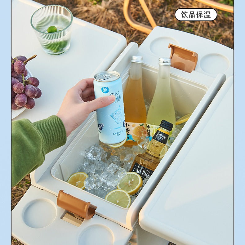 Table de Camping Multifonction avec Boîte de Rangement pour Pêche,Barbecue et Pique-nique