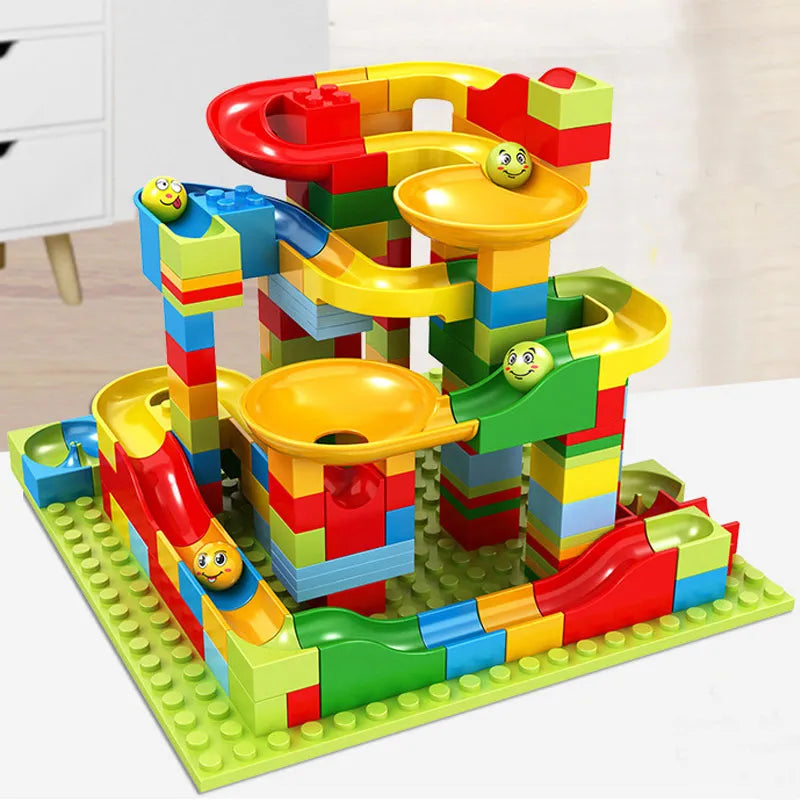 Circuit à Billes Géant – Jeu de Construction & Labyrinthe 168 Pièces
