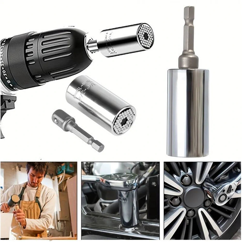 Douille Universelle avec Adaptateur Perceuse – S'adapte à Tous les Boulons 7-19mm