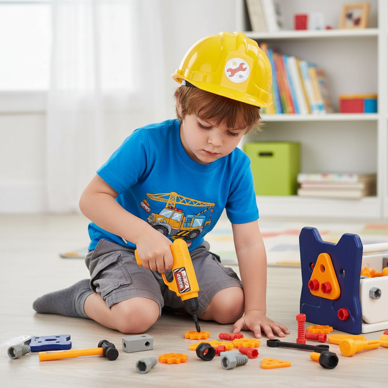 Jeu Éducatif Boîte à Outils avec Perceuse Électrique – Kit Bricolage Enfant
