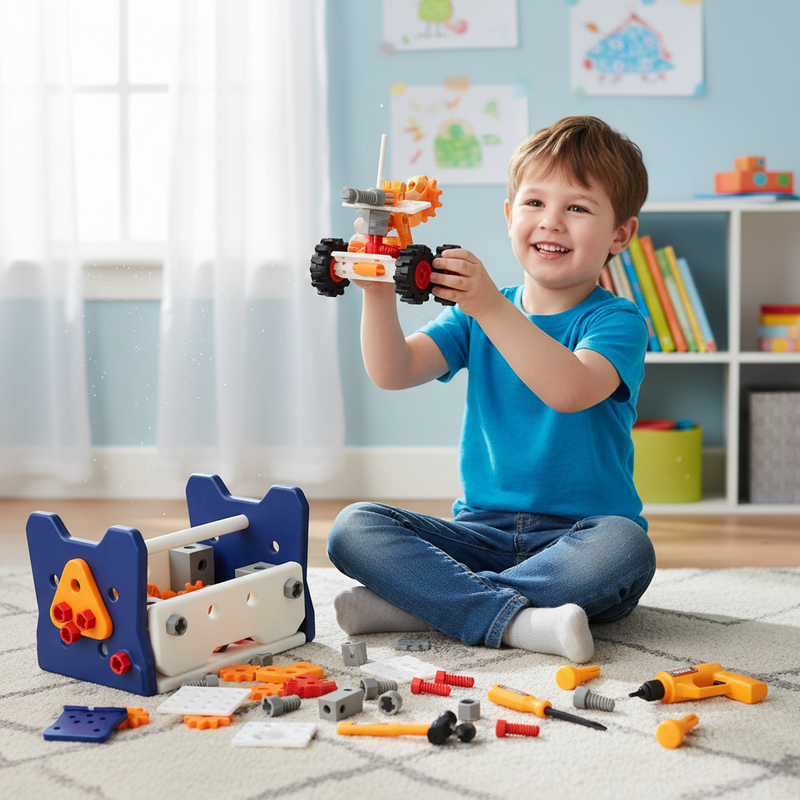 Jeu Éducatif Boîte à Outils avec Perceuse Électrique – Kit Bricolage Enfant
