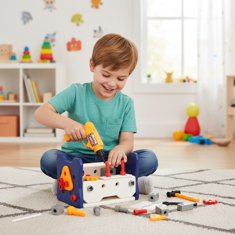 Jeu Éducatif Boîte à Outils avec Perceuse Électrique – Kit Bricolage Enfant