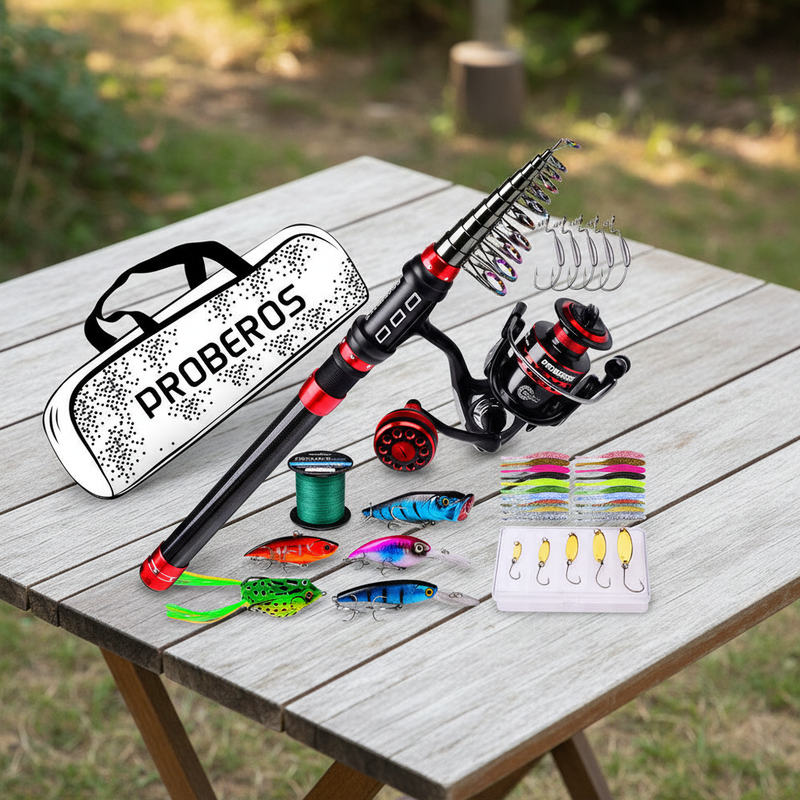 Kit de Pêche Complet Proberos – Canne Télescopique + Moulinet + Leurres