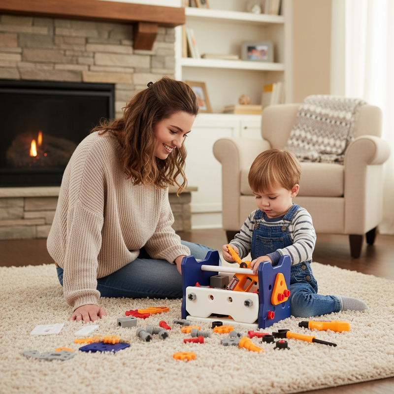 Jeu Éducatif Boîte à Outils avec Perceuse Électrique – Kit Bricolage Enfant